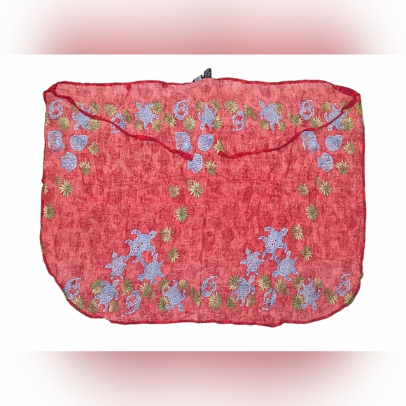 Shirin Women's Red/Blue Hawaiian Turtle Fish Tropical Muumuu Dress + Tote Set - Picture 4 of 16